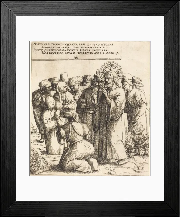 Framed Print : The Raising of Lazarus, 1545. Creator: Augustin Hirschvogel Framed Print : The Raising of Lazarus, 1545. Creator: Augustin Hirschvogel