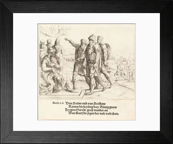 Framed Print : The Three Kings Tell Herod of Christs Birth, 1549. Creator: Augustin Hirschvogel Framed Print : The Three Kings Tell Herod of Christs Birth, 1549. Creator: Augustin Hirschvogel