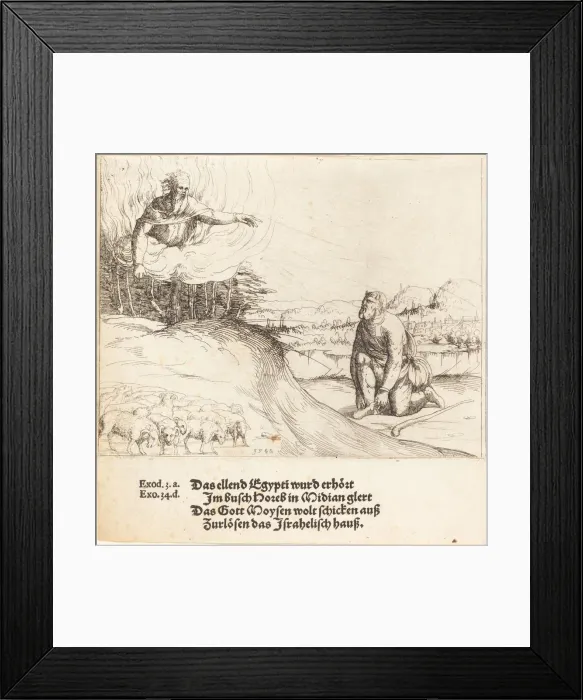 Framed Print : Moses and the Burning Bush, 1548. Creator: Augustin Hirschvogel Framed Print : Moses and the Burning Bush, 1548. Creator: Augustin Hirschvogel