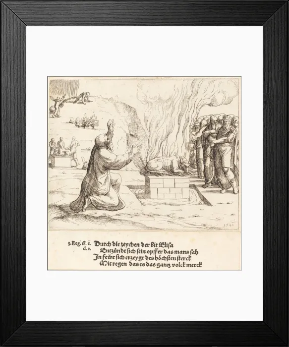 Framed Print : The Rival Sacrifices of Elijah and the Priests of Baal, 1548 Framed Print : The Rival Sacrifices of Elijah and the Priests of Baal, 1548