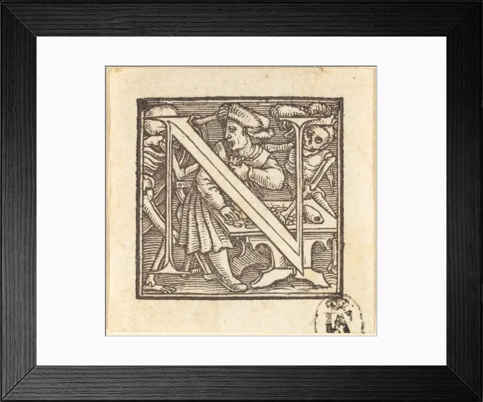 Framed Print : Letter N. Creator: Hans Holbein the Younger Framed Print : Letter N. Creator: Hans Holbein the Younger