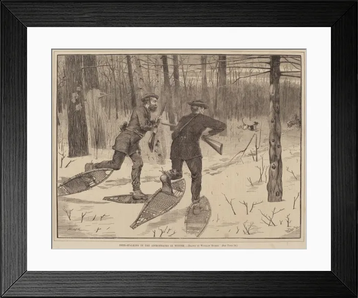 Framed Print : Deer-Stalking in the Adirondacks in Winter, published 1871. Creator: Winslow Homer Framed Print : Deer-Stalking in the Adirondacks in Winter, published 1871. Creator: Winslow Homer