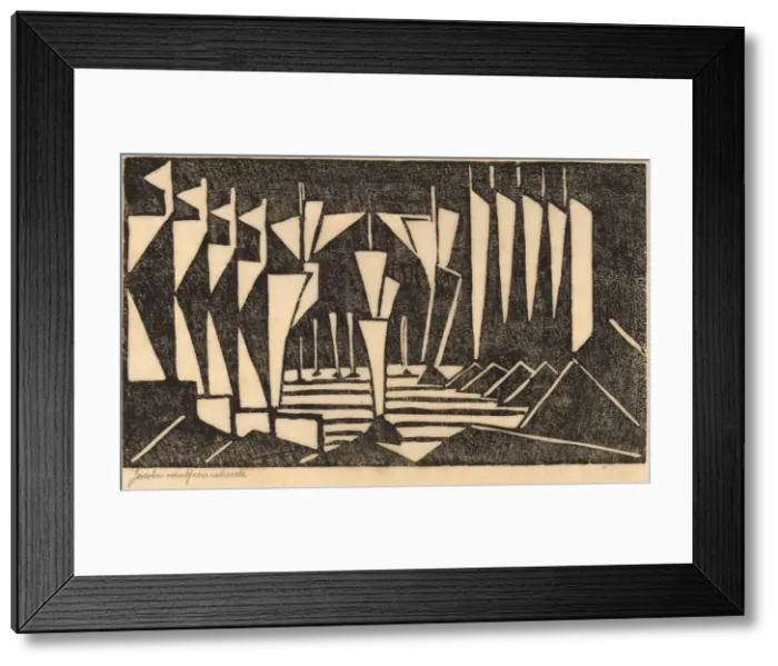 Framed Print : Stylized Sailboats, 1915. Creator: Jacoba van Heemskerck van Beest Framed Print : Stylized Sailboats, 1915. Creator: Jacoba van Heemskerck van Beest