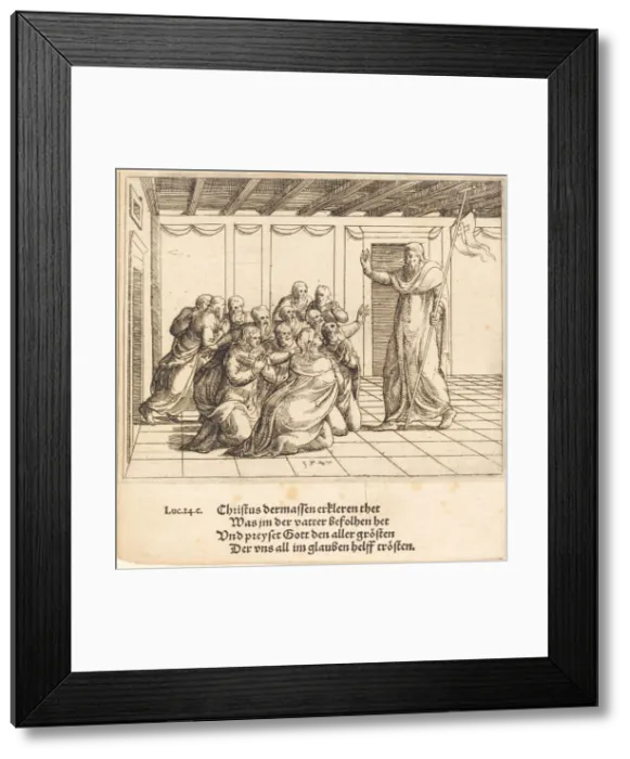 Framed Print : Christ Appears to the Apostles, 1547. Creator: Augustin Hirschvogel Framed Print : Christ Appears to the Apostles, 1547. Creator: Augustin Hirschvogel