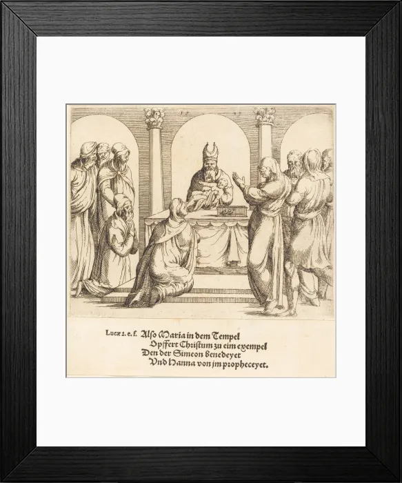 Framed Print : The Presentation in the Temple, 1549. Creator: Augustin Hirschvogel Framed Print : The Presentation in the Temple, 1549. Creator: Augustin Hirschvogel