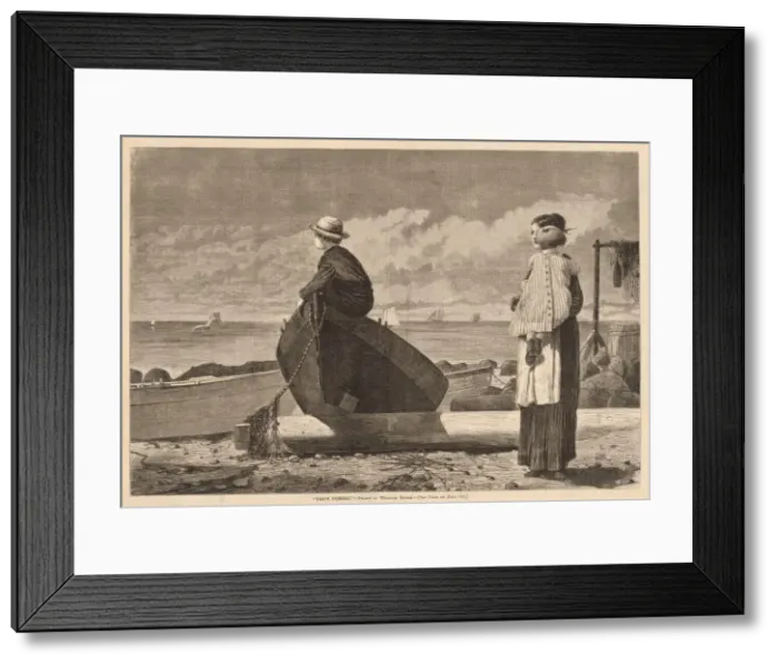 Framed Print : Dads Coming!, published 1873. Creator: Winslow Homer Framed Print : Dads Coming!, published 1873. Creator: Winslow Homer
