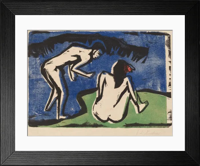 Framed Print : Bathing Couple, 1910. Creator: Ernst Kirchner Framed Print : Bathing Couple, 1910. Creator: Ernst Kirchner