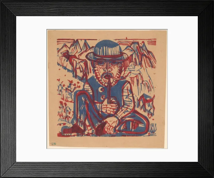 Framed Print : Smoking Peasant. Creator: Ernst Kirchner Framed Print : Smoking Peasant. Creator: Ernst Kirchner