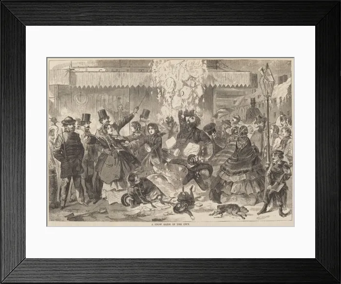 Framed Print : A Snow Slide in the City, published 1860. Creator: Winslow Homer Framed Print : A Snow Slide in the City, published 1860. Creator: Winslow Homer