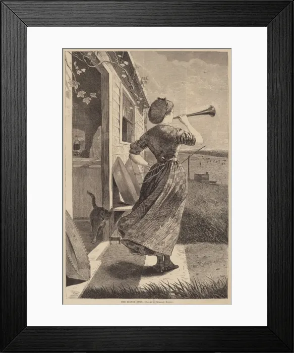 Framed Print : The Dinner Horn, published 1870. Creator: Winslow Homer Framed Print : The Dinner Horn, published 1870. Creator: Winslow Homer