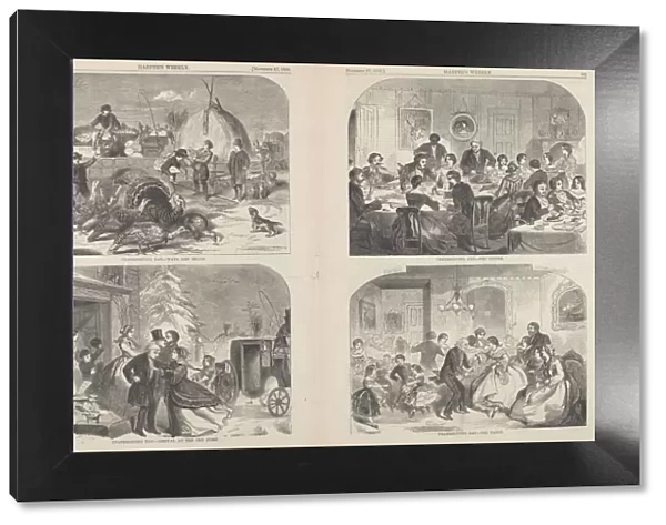Thanksgiving Day - Ways and Means [upper left], published 1858. Creator: Winslow Homer