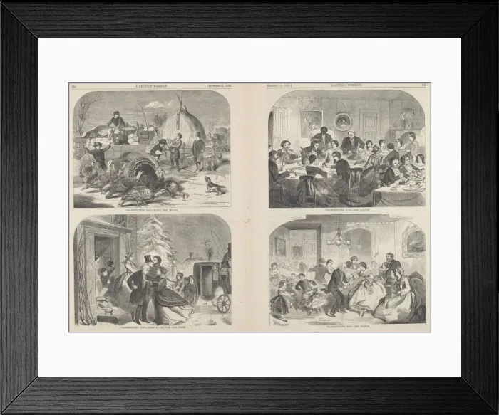 Framed Print : Thanksgiving Day - Ways and Means [upper left], published 1858. Creator: Winslow Homer