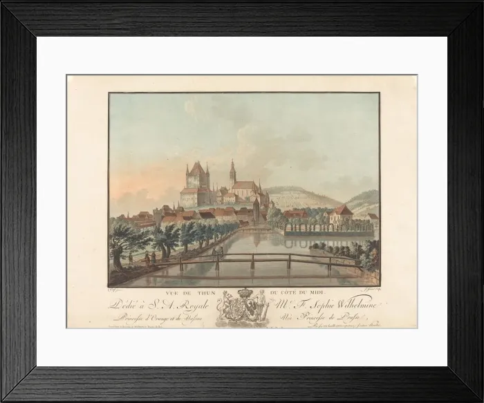 Framed Print : Vue de Thun du Cote du Midi, probably 1776. Creator: Jean Francois Janinet Framed Print : Vue de Thun du Cote du Midi, probably 1776. Creator: Jean Francois Janinet