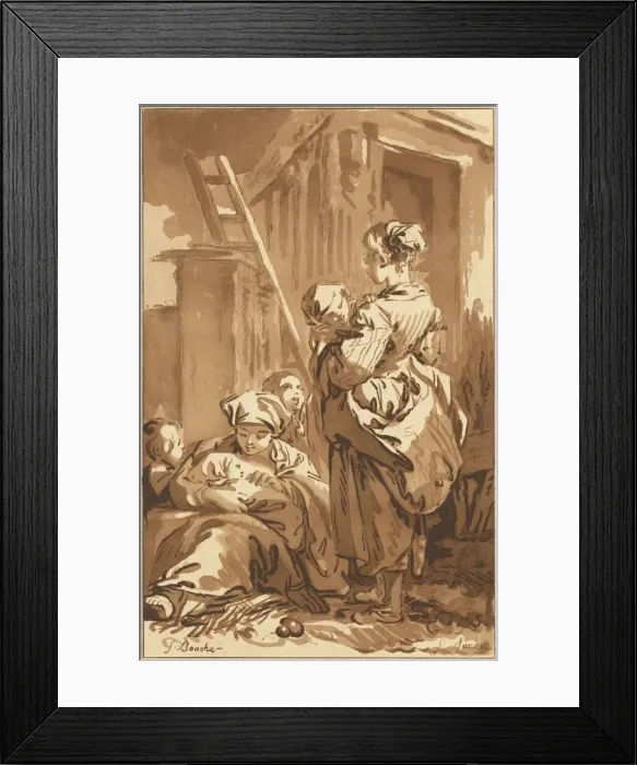Framed Print : Les nourrices, 1780. Creator: Jean Francois Janinet Framed Print : Les nourrices, 1780. Creator: Jean Francois Janinet