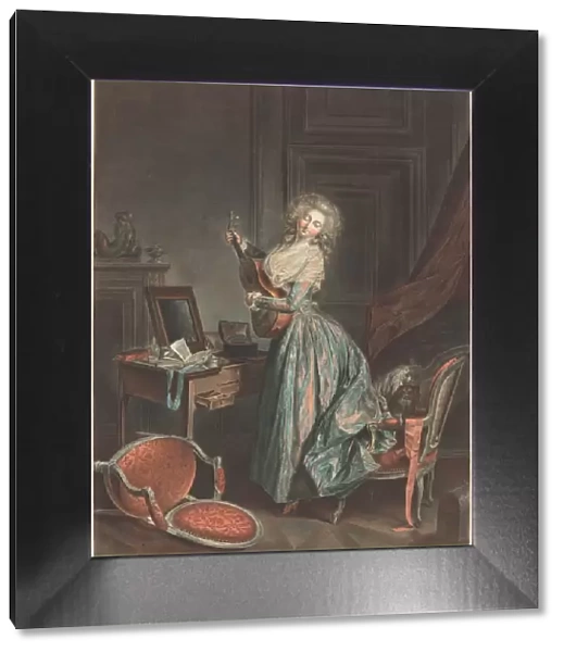 A Woman Playing the Guitar, 1788  /  1789. Creator: Jean Francois Janinet
