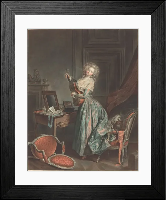 Framed Print : A Woman Playing the Guitar, 1788 / 1789. Creator: Jean Francois Janinet Framed Print : A Woman Playing the Guitar, 1788 / 1789. Creator: Jean Francois Janinet