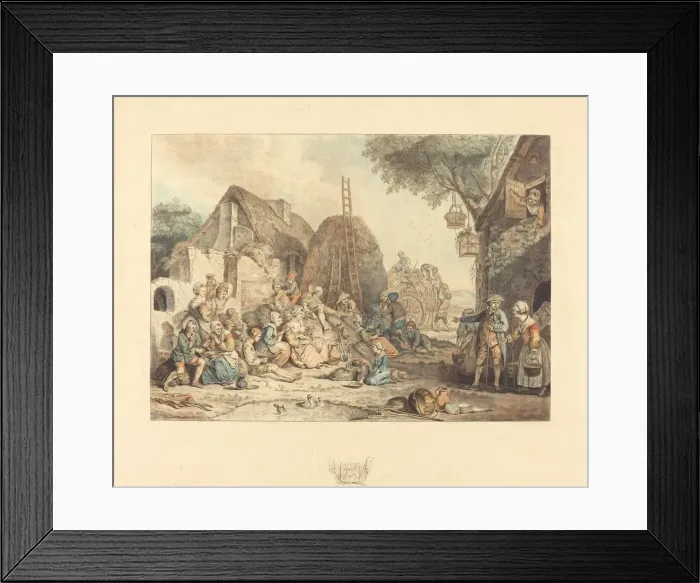 Framed Print : The Harvesters Lunch, 1774. Creator: Jean Francois Janinet Framed Print : The Harvesters Lunch, 1774. Creator: Jean Francois Janinet