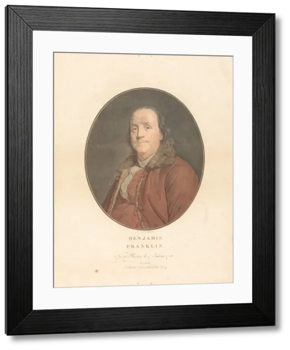 Framed Print : Benjamin Franklin, 1789. Creators: Jean Francois Janinet, Joseph Siffred Duplessis Framed Print : Benjamin Franklin, 1789. Creators: Jean Francois Janinet, Joseph Siffred Duplessis