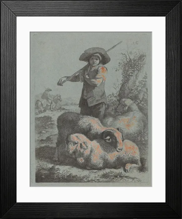 Framed Print : Standing Shepherd, 1760. Creator: Francesco Londonio Framed Print : Standing Shepherd, 1760. Creator: Francesco Londonio
