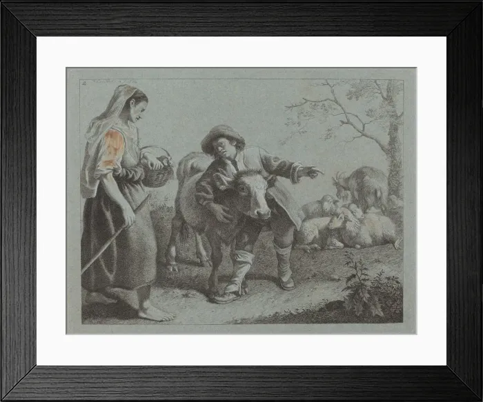 Framed Print : Shepherd Pointing Out the Direction to a Shepherdess, 1762. Creator: Francesco Londonio Framed Print : Shepherd Pointing Out the Direction to a Shepherdess, 1762. Creator: Francesco Londonio
