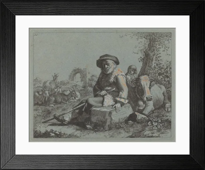 Framed Print : Seated Old Man. Creator: Francesco Londonio Framed Print : Seated Old Man. Creator: Francesco Londonio