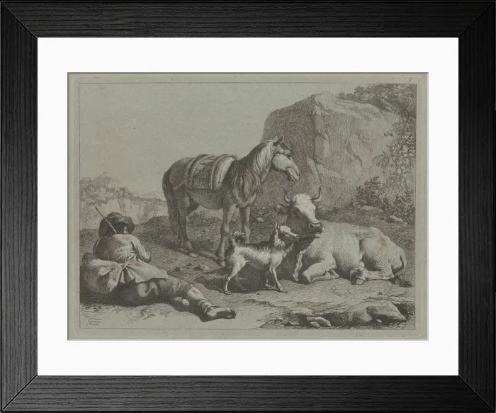 Framed Print : Reclining Shepherd with a Sack, c. 1763. Creator: Francesco Londonio