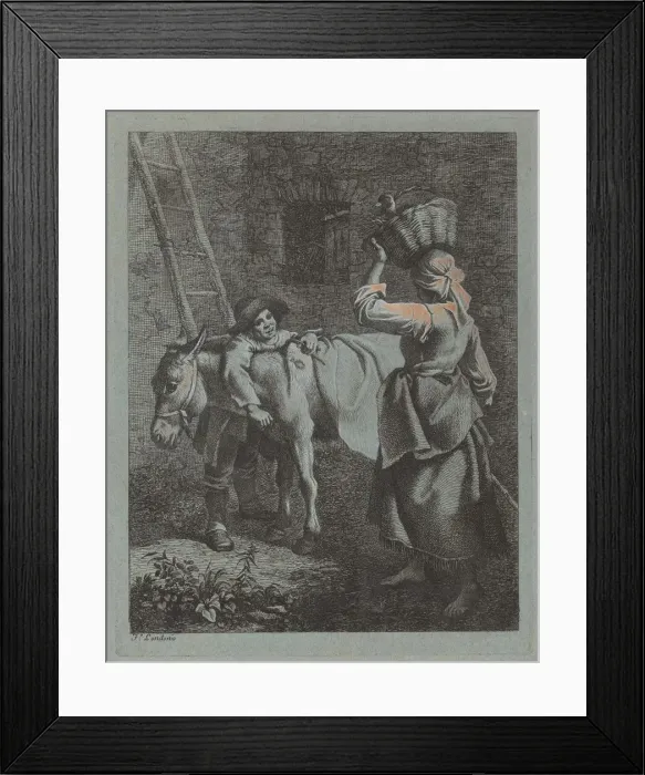 Framed Print : Shepherd Speaking to a Peasant Woman, 1760 / 1764. Creator: Francesco Londonio Framed Print : Shepherd Speaking to a Peasant Woman, 1760 / 1764. Creator: Francesco Londonio