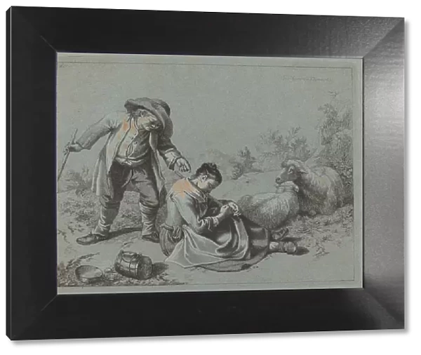 Peasant Teasing a Sleeping Girl with a Twig, 1763. Creator: Francesco Londonio
