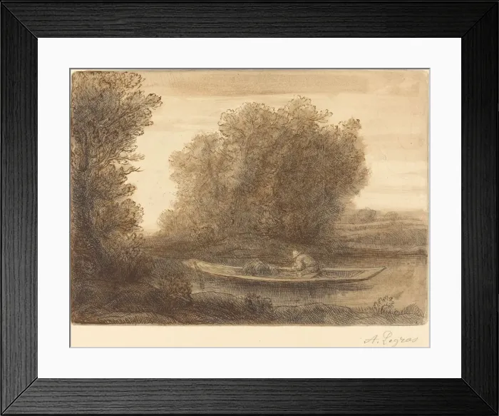 Framed Print : Bend in the River (Un coin de riviere). Creator: Alphonse Legros