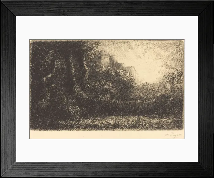 Framed Print : View of a Chateau (Chateau de Poillet). Creator: Alphonse Legros Framed Print : View of a Chateau (Chateau de Poillet). Creator: Alphonse Legros