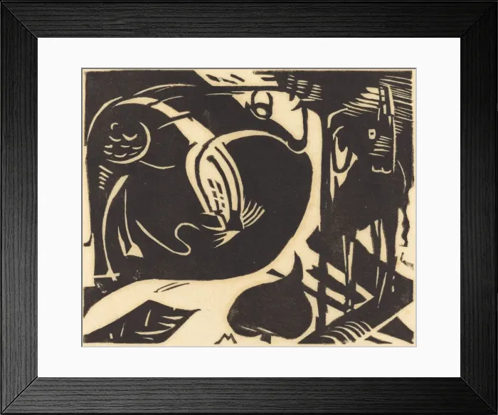 Framed Print : Two Mythical Animals (Zwei Fabeltiere), 1914. Creator: Franz Marc Framed Print : Two Mythical Animals (Zwei Fabeltiere), 1914. Creator: Franz Marc