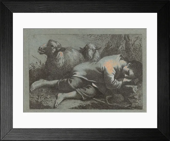 Framed Print : Peasant Boy Asleep near Two Sheep, 1758 / 1759. Creator: Francesco Londonio Framed Print : Peasant Boy Asleep near Two Sheep, 1758 / 1759. Creator: Francesco Londonio