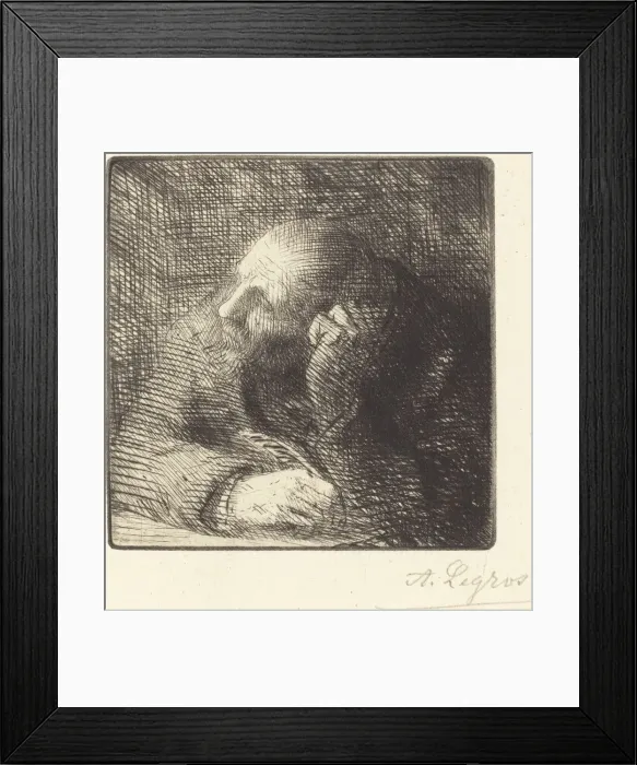 Framed Print : Meditation (La meditation). Creator: Alphonse Legros Framed Print : Meditation (La meditation). Creator: Alphonse Legros
