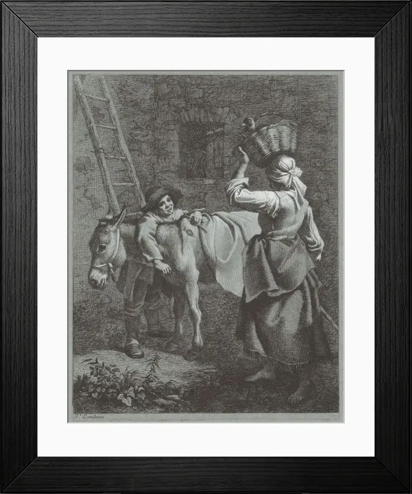 Framed Print : Shepherd Boy Speaking to a Farm Girl, 1764. Creator: Francesco Londonio Framed Print : Shepherd Boy Speaking to a Farm Girl, 1764. Creator: Francesco Londonio