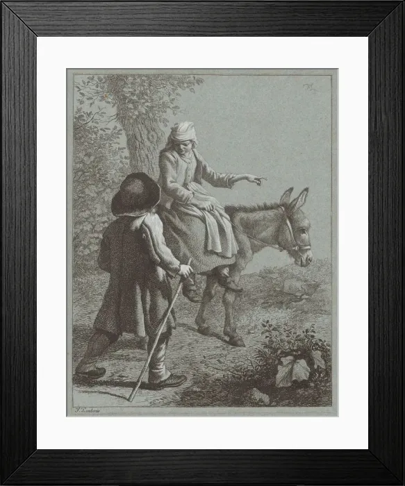 Framed Print : Boy and Girl with a Donkey, 1764. Creator: Francesco Londonio Framed Print : Boy and Girl with a Donkey, 1764. Creator: Francesco Londonio