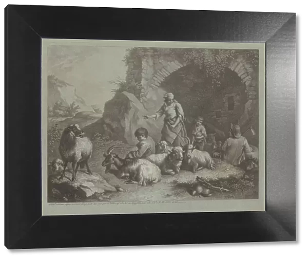 Woman, Shepherd Boys, and Sheep near an Arch, 1759  /  1782. Creator: Francesco Londonio