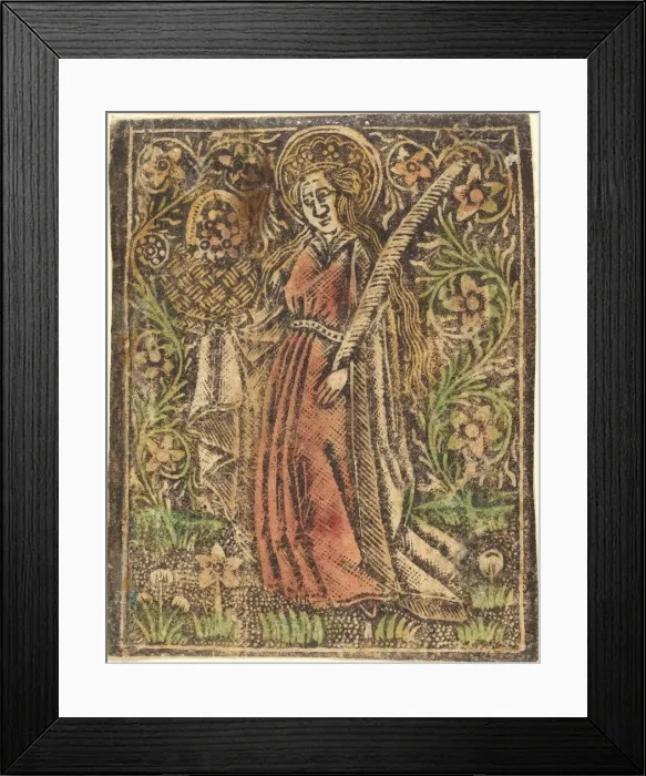 Framed Print : Saint Dorothy, c. 1480. Creator: Workshop of the Master of the Aachen Madonna Framed Print : Saint Dorothy, c. 1480. Creator: Workshop of the Master of the Aachen Madonna