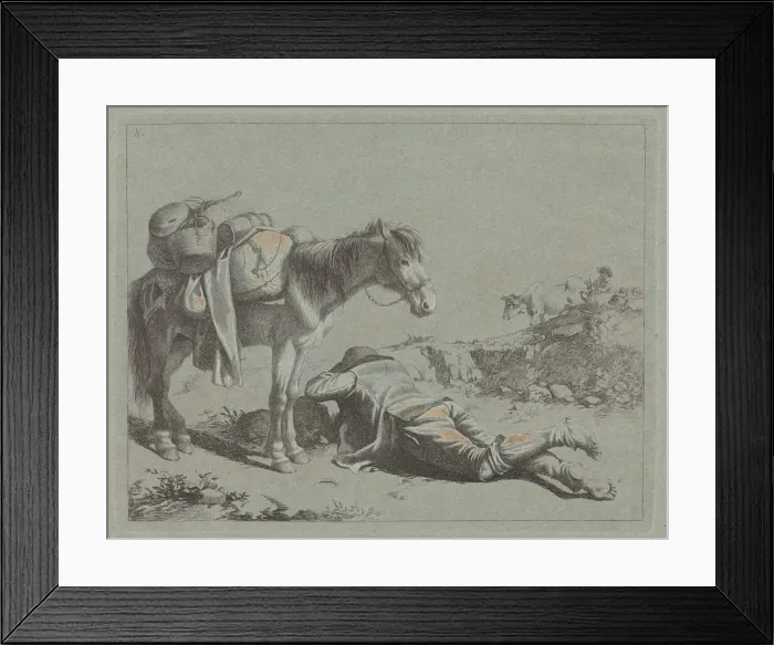 Framed Print : Shepherd in Repose near a Pack Horse, c. 1762. Creator: Francesco Londonio Framed Print : Shepherd in Repose near a Pack Horse, c. 1762. Creator: Francesco Londonio