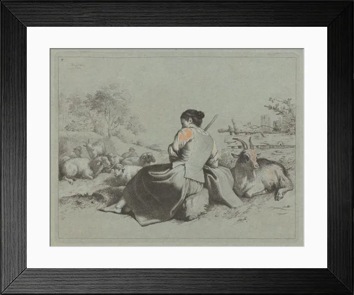 Framed Print : Seated Shepherdess, 1762. Creator: Francesco Londonio