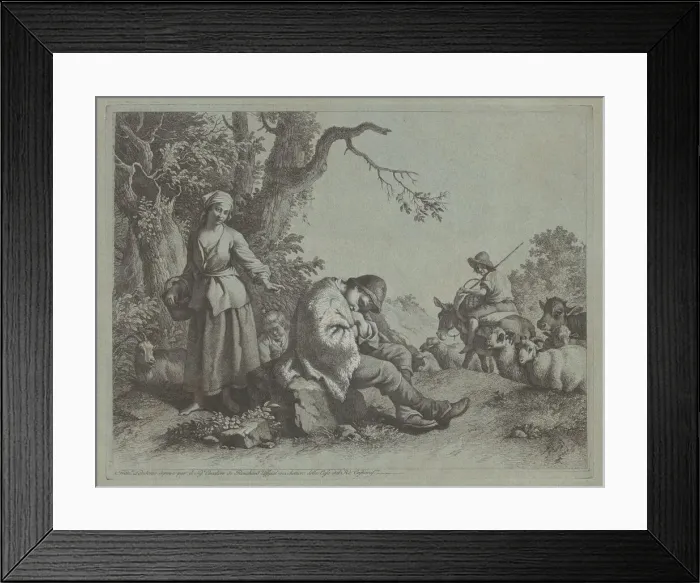 Framed Print : Sleeping Shepherd Boy and Woman with a Child, 1759 / 1782. Creator: Francesco Londonio Framed Print : Sleeping Shepherd Boy and Woman with a Child, 1759 / 1782. Creator: Francesco Londonio