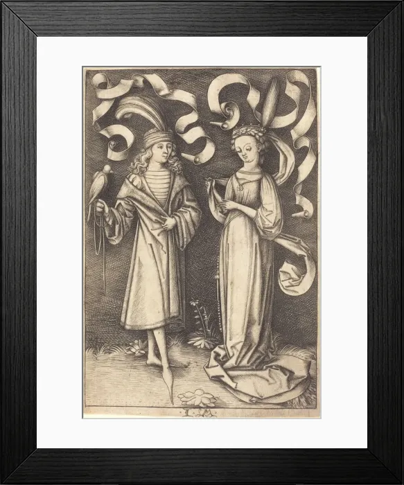 Framed Print : The Falconer and Noble Lady, c. 1495 / 1503. Creator: Israhel van Meckenem Framed Print : The Falconer and Noble Lady, c. 1495 / 1503. Creator: Israhel van Meckenem
