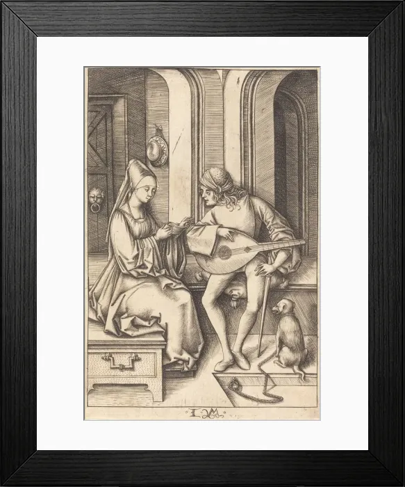 Framed Print : The Lute Player and the Singer, c. 1495 / 1503. Creator: Israhel van Meckenem Framed Print : The Lute Player and the Singer, c. 1495 / 1503. Creator: Israhel van Meckenem