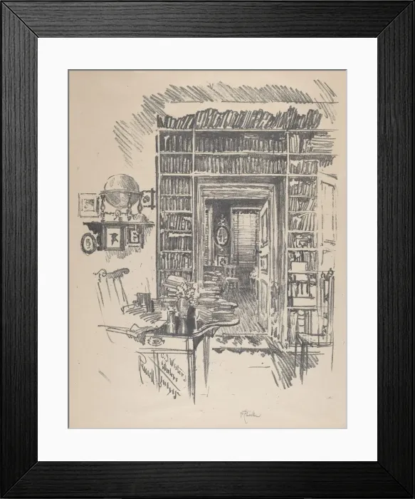 Framed Print : Book-Room at Dr. Wister s, 1912. Creator: Joseph Pennell Framed Print : Book-Room at Dr. Wister s, 1912. Creator: Joseph Pennell