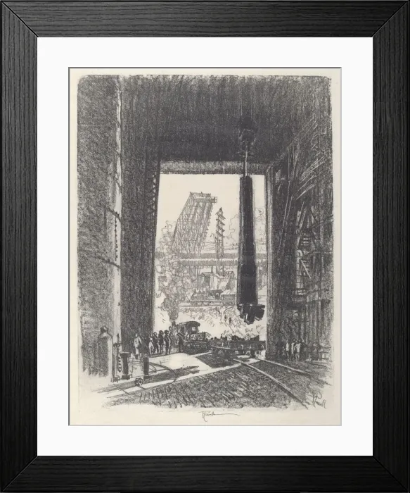 Framed Print : The Gun Pit, No. I, 1917. Creator: Joseph Pennell Framed Print : The Gun Pit, No. I, 1917. Creator: Joseph Pennell