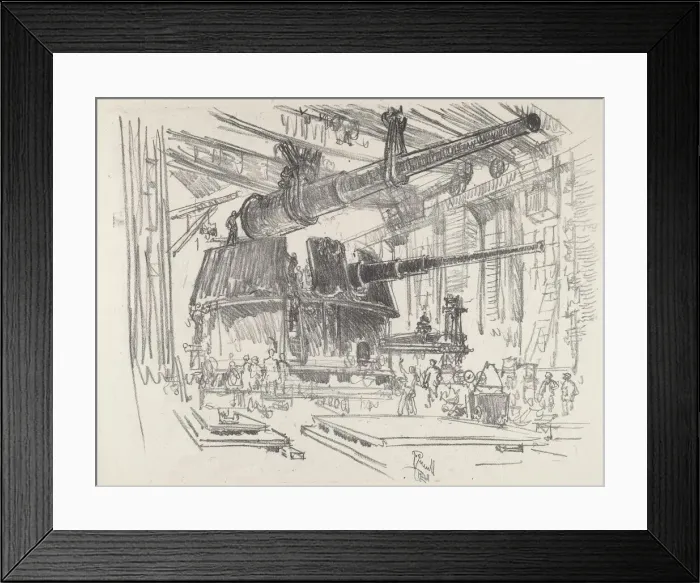 Framed Print : Fitting Guns in Turrets, 1916. Creator: Joseph Pennell Framed Print : Fitting Guns in Turrets, 1916. Creator: Joseph Pennell