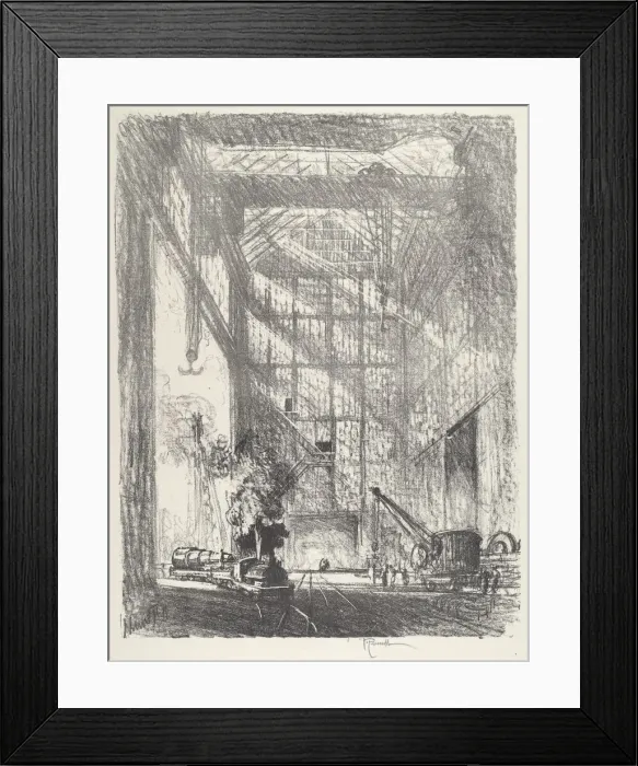 Framed Print : Bringing in the Gun, 1916. Creator: Joseph Pennell Framed Print : Bringing in the Gun, 1916. Creator: Joseph Pennell