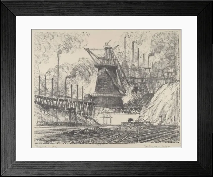 Framed Print : The Big Mill, Gary, Indiana, 1914. Creator: Joseph Pennell Framed Print : The Big Mill, Gary, Indiana, 1914. Creator: Joseph Pennell