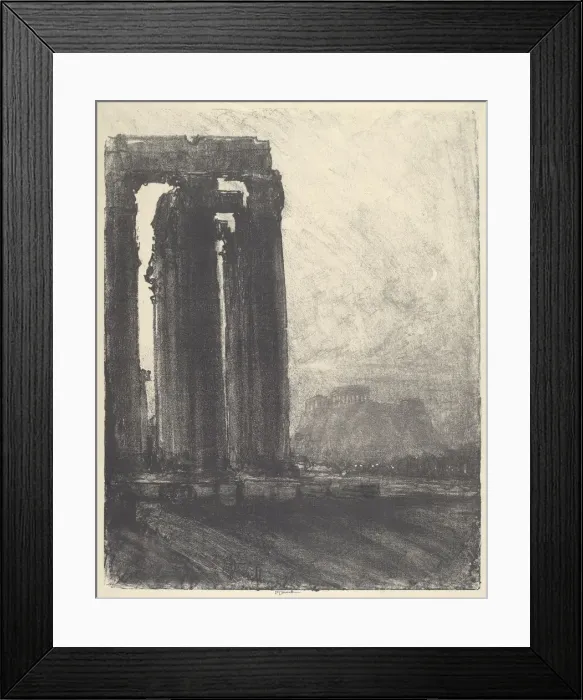 Framed Print : Temple of Jupiter, Evening, 1913. Creator: Joseph Pennell Framed Print : Temple of Jupiter, Evening, 1913. Creator: Joseph Pennell