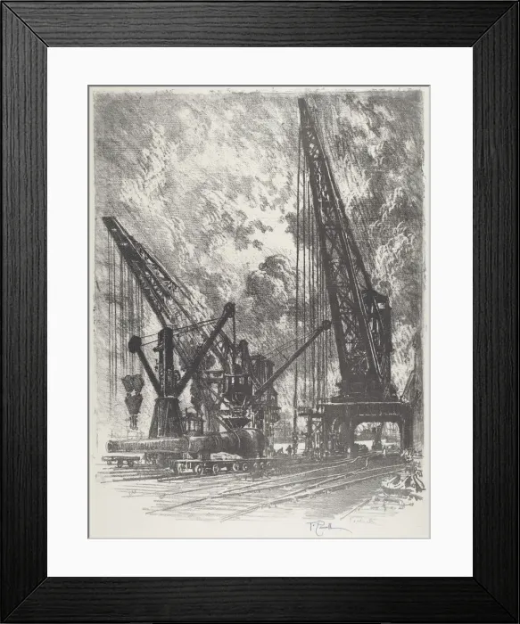 Framed Print : Taking the Big Gun Away, 1916. Creator: Joseph Pennell Framed Print : Taking the Big Gun Away, 1916. Creator: Joseph Pennell