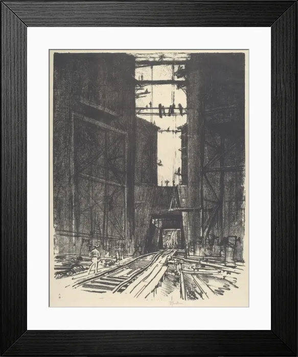 Framed Print : At the Bottom of Gatun Lock, 1912. Creator: Joseph Pennell Framed Print : At the Bottom of Gatun Lock, 1912. Creator: Joseph Pennell